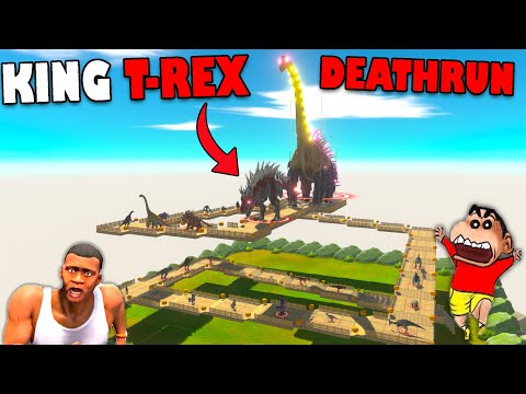 KING T-REX and BRACHIOSAURUS Deathrun vs SHINCHAN CHOP and FRANKLIN in Animal Revolt Battle Simulatr