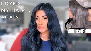 DYEING MY HAIR AT HOME AGAIN | SECOND ATTEMPT BLUE BACK HAIR