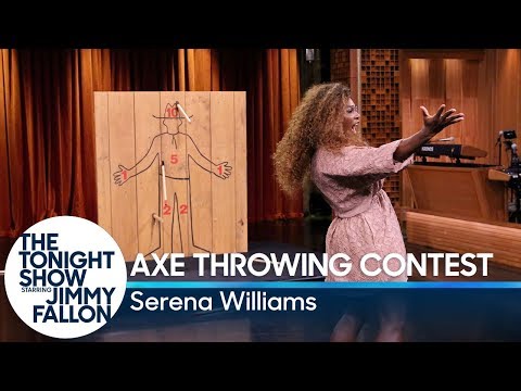 Jimmy Fallon Takes On Serena Williams In Axe Throwing Contest