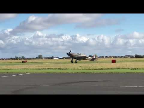 Polish Heritage Flight Hawker Hurricane R4175 arrives at Hangar 42, Blackpool.