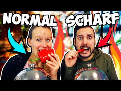 SCHARFES ESSEN vs. NORMALES ESSEN! Kaan vs. Kathi Food Challenge | Wer muss scharfe Sachen essen?