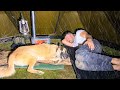 Caught In Thunderstorm With My Dog Hot Tent Camping In Heavy Rain All Day