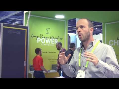 An Israeli company unveiled technology at the CES expo in Las Vegas that transfers energy via infrared light to wirelessly charge smart home devices and cell phones. It uses a ceiling mounted unit that emits a light that’s converted into energy. (Jan. 9)