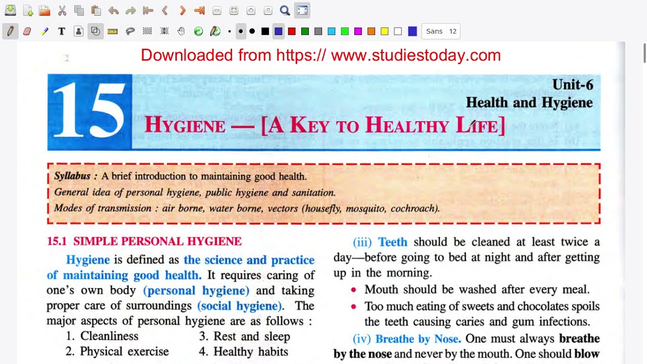 15. hygiene a key to healthy life ! icse concise biology class 9 l