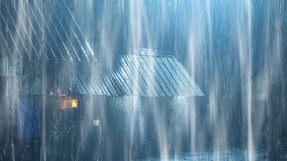 12 Hours Of Continuous Rain - Cold Drizzle All Night, Rain on the Peaceful Small Roof in the Forest
