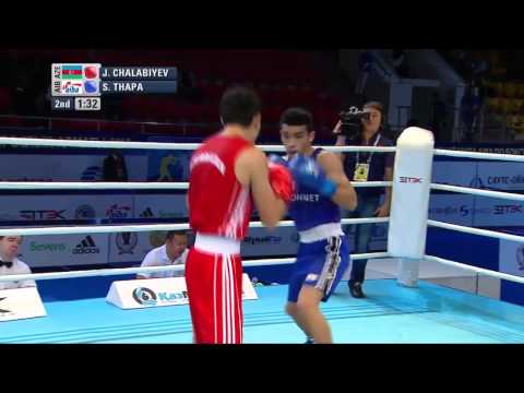 Men's Bantam (56kg) - Quarter Final - Javid CHALABIYEV (AZE) vs Shiva THAPA (AIB)