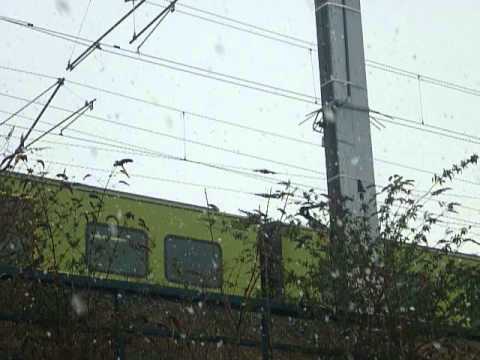 Dart class 8600 EMU - Stoney Road, Dublin - With snow storm.