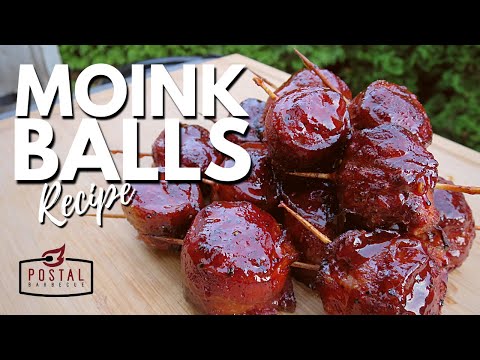Moink Balls Recipe - Bacon Wrapped Meatballs on the Grill - Easy Appetizer