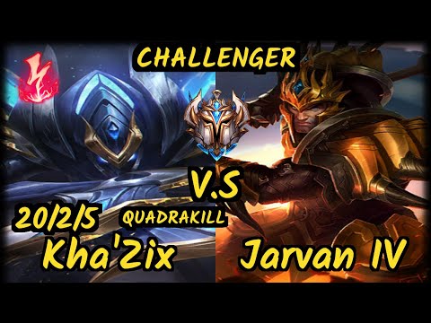 FLA Shrimp (KHA'ZIX) vs JARVAN IV - QUADRAKILL 20/2/5 KDA JUNGLE CHALLENGER GAMEPLAY - BR