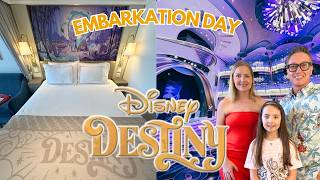 Embarkation Day on the Disney Destiny | Full Stateroom Tour, Dining Options & Sail Away Party!