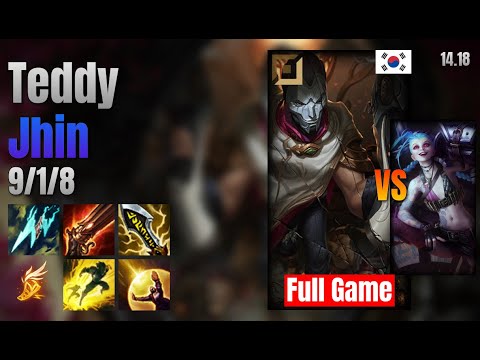 Teddy Adc Jhin vs Jinx lol KR solo rank Full Game 14.18