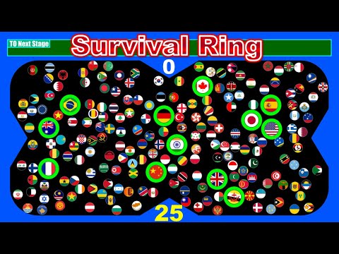 Survival Ring ~200 countries marble race~  in Algodoo | Marble Factory