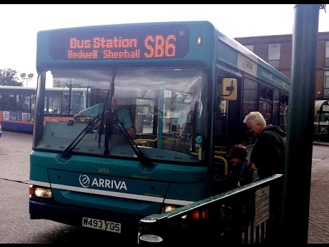 Arriva Shires Plaxton Dennis Dart MPD 3493 W493YGS. Route SB6 Bus Station & Shephall Circular