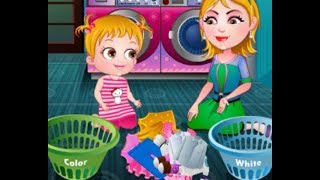 Baby Hazel: Laundry Time part 2 - mother teaches her daughter to wash clothes