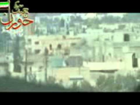 استهداف تحصينات قوات النظام في مدخل درعا الشرقي بواسطة قاذف بي 9من قبل كتيبة شيخ الإسلام ابن تيمية