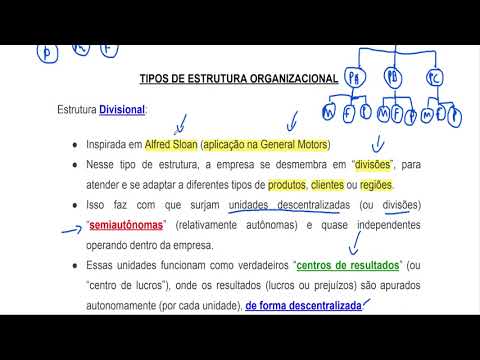 Características básicas das organizações formais modernas - Tipos de estrutura organizacional - FCC