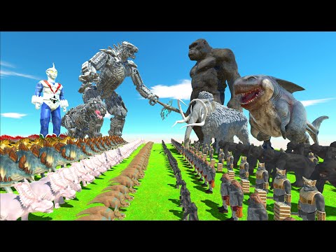 Dinosaurs Revolt Battle With MechaGodzilla + Tex Rex, Zone Fighter VS Team King Kong + Megalodon Rex