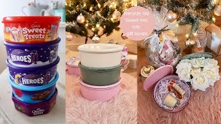Recycle plastic sweet tins into gift/storage boxes