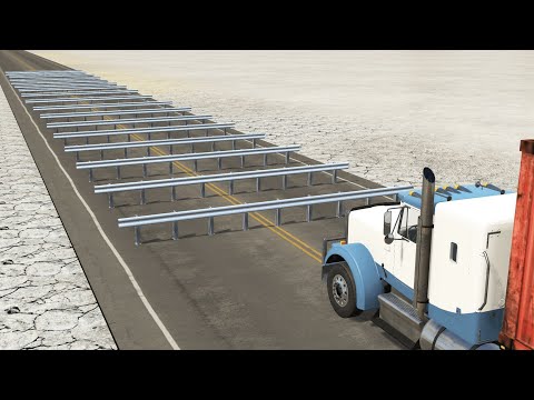Cars vs Numerous Guardrails – BeamNG.Drive