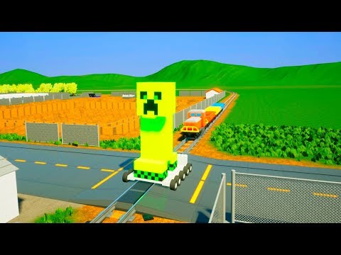 Lego MineCraft Creeper Vs Train | Brick Rigs