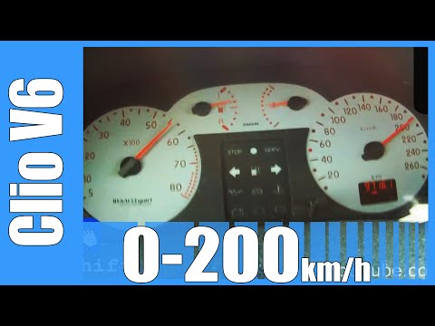 Renault Sport Clio 3.0 V6 Acceleration 0-200 km/h LOUD! Beschleunigung