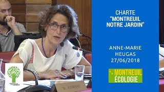 Charte "Montreuil notre jardin" : intervention d'Anne-Marie Heugas au CM du 27/06/2018