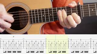 The Woods - Acoustic - Hollow Coves - Guitar Tutorial + TABS on screen
