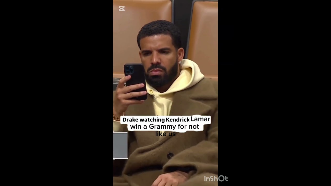 drake reacts to Kendrick winning Grammy for not like us.  #rap#drake#kendricklamar#raphub
