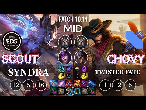 EDG Scout Syndra vs DRX Chovy Twisted Fate Mid - KR Patch 10.14