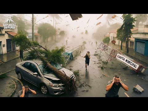 TENSÃO em SP: Temporal FURIOSO derruba TORRE, esmaga CARRO e deixa Ilha Solteira às escuras!