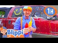 Learn To Wash Toy Trucks With Blippi 1 HOUR BEST OF BLIPPI Blippi Toys Educational Videos