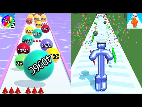 Tall Man Run, Ball Run 2048 Infinity Satisfying Mobile Games All Levels Android iOS Gameplay