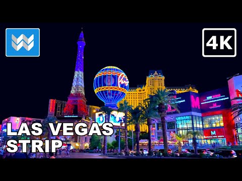 [4K] Las Vegas Strip at Night - Virtual Walking Tour - Treadmill Workout Video 🎧 Binaural Sound