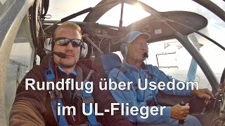 preview picture of video 'Go Pro: Rundflug über Usedom im UL-Flugzeug mit Fliegerjordan mit Utility FK 9'