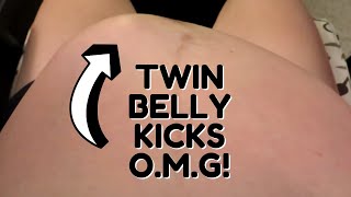 Twin Babies Kicking Inside Belly - Third Trimester