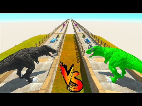 GREEN T-REX vs DARK T-REX  RACE BATTLE COMPETITION - Animal Revolt Battle Simulator