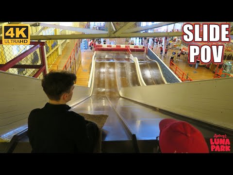 Left Slide POV (4K 60FPS), Luna Park Sydney Wooden Slide | Non-Copyright