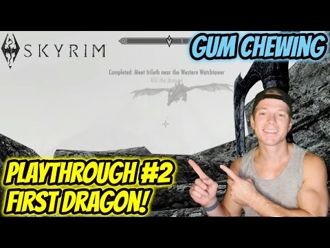 ASMR Gaming: Skyrim | Relaxing Playthrough #2! First Dragon Slaying - Gum Chewing & Whispering