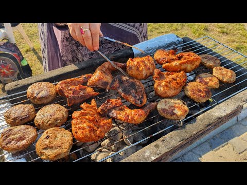 Barbeque at the Egaila Beach in Kuwait || Tandoori Chicken on the beach