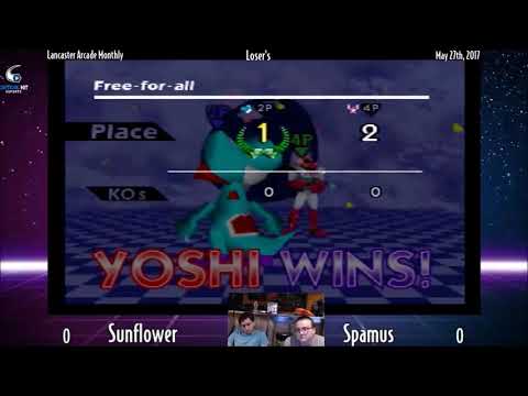 Lancaster Monthly - SSB64 - Sunflower (Yoshi) vs. Spamus (Kirby, Falcon, Ness) - LQ