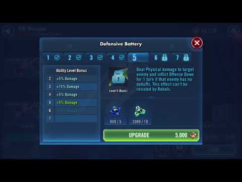 Activating TIE Reaper  (level and abilities too)