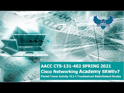 AACC - Spring 2021 - CTS-131 - CCNA SRWEv7 - Packet Tracer Lab 16.3.1: TSHOOT Static/Default Routes