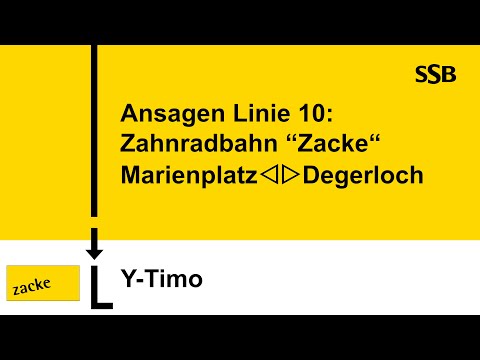 SSB Stuttgart: Ansagen Linie 10 Zahnradbahn ("Zacke") - Marienplatz ◁▷ Degerloch