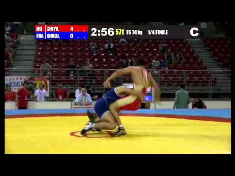 M.Ghiyas (IRI) vs Z.Khadjiev (FRA) 74kg 1/4 Final - 2013 Junior World Championships
