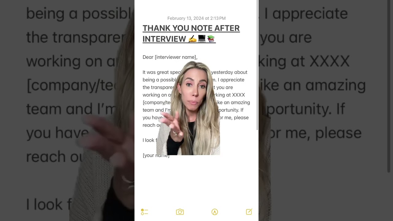 An easy thank you note template for after an interview #jobinterview