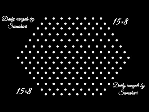 Simple dotted rangoli with 15 to8 dots/Easy mugulu design for beginners Indian festival rangoli(268)