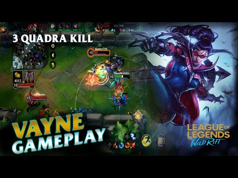 LEAGUE OF LEGENDS: WILDRIFT |   VAYNE Gameplay 3 QUADRA KILL!!! 😁