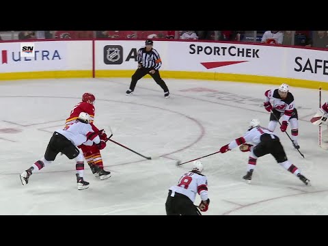 Nazem Kadri scores a goal against the New Jersey Devils