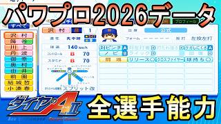 【パワプロ2026】ダイヤのA全選手能力データ【パワフルプロ野球2026-2027】