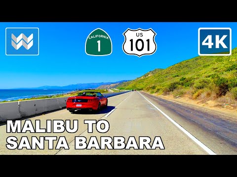[4K] Malibu to Santa Barbara Drive - Pacific Coast Highway PCH 1 & US 101 Hwy - California Road Trip